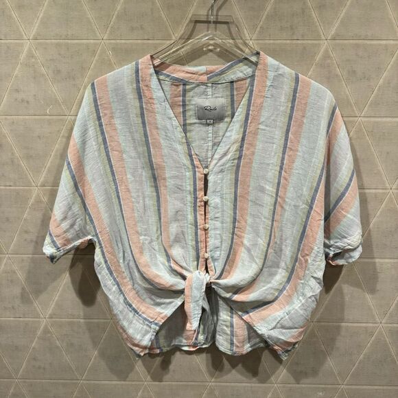 Rails THEA
BIARRITZ MULTI
STRIPE Linen Top S EUC - Picture 2 of 7